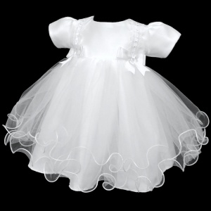 Baby Girls White Double Bow Tulle Dress